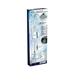 SALISCENDI COMPLETO ASTA DOCCIA DOCCETTA ANTICALCARE ACCIAIO INOX 22X3,2CM CROMO