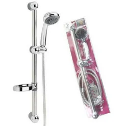 SALISCENDI CON SOFFIONE DOCCIA 8 FUNZIONI GETTI ASTA 60 CM CROMATO BAGNO VASCA