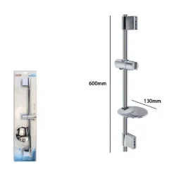 SALISCENDI CROMATO PER SOFFIONE DOCCIA CON PORTA SAPONE BAGNO MODERNO 60CM 79361