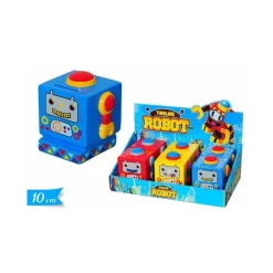 SALVADANAIO A FORMA DI ROBOT 10X10CM IN CERAMICA PORTA SOLDI MONETE PER BAMBINI