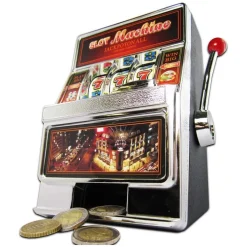 SALVADANAIO A FORMA DI SLOT MACHINE PER RITIRARE I SOLDI DEVI VINCERE IL JACKPOT