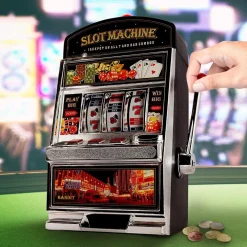 SALVADANAIO A FORMA DI SLOT MACHINE PER RITIRARE I SOLDI DEVI VINCERE IL JACKPOT