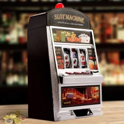 SALVADANAIO A FORMA DI SLOT MACHINE PER RITIRARE I SOLDI DEVI VINCERE IL JACKPOT