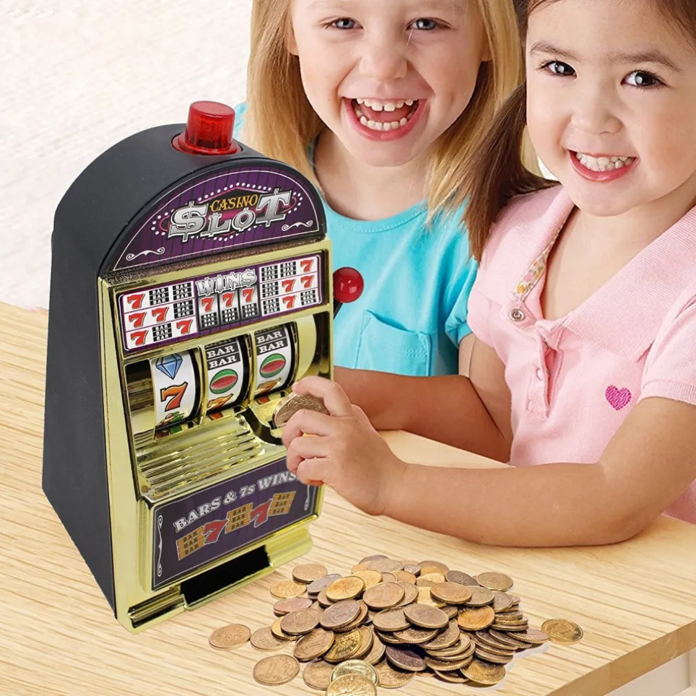 SALVADANAIO SLOT MACHINE CON CAMPANELLO LUCI E SUONI REALISTICI MONEY BANK SAVER