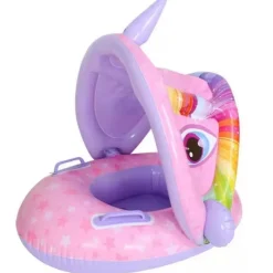 SALVAGENTE A MUTANDINA CON CAPPOTTINA 115X70CM UNICORNO GONFIABILE BAMBINE ROSA