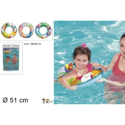 SALVAGENTE AVVENTURE MARINE GONFIABILE 51CM PISCINA BAMBINI ESTATE 36113 3COLORI
