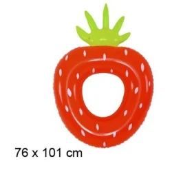 SALVAGENTE CIAMBELLA GONFIABILE ANELLO FORMA DI FRAGOLA 76X101CM MARE PISCINA 016099