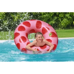 SALVAGENTE CIAMBELLA GONFIABILE PISCINA PER ADULTO AL LAMPONE PROFUMATO Ø119CM 019975