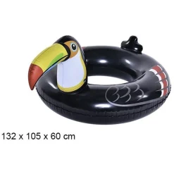 SALVAGENTE CIAMBELLA GONFIABILE A FORMA DI TUCANO NERO 132X105X60CM MARE PISCINA 016141