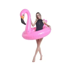 SALVAGENTE GONFIABILE CIAMBELLA FORMA FENICOTTERO ROSA 116X105X95CM MARE PISCINA 016140
