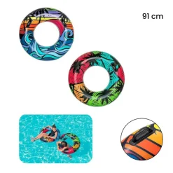 SALVAGENTE GONFIABILE CON MANIGLIE PALME TROPICALI 91CM 2 COLORI ASSORTITI 36350