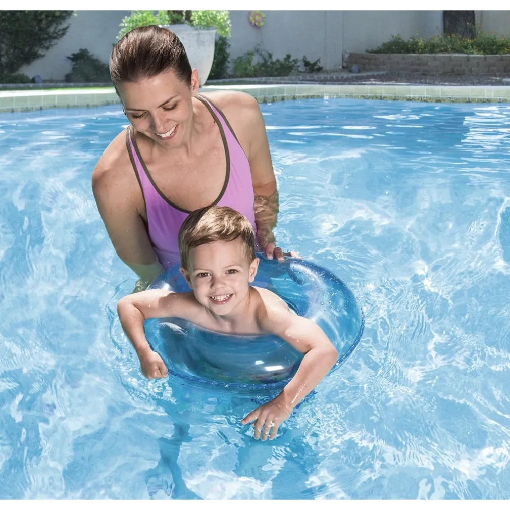 SALVAGENTE GONFIABILE TRASPARENTE COLORATO CIAMBELLA PER BAMBINI ANELLO Ø51CM 016136