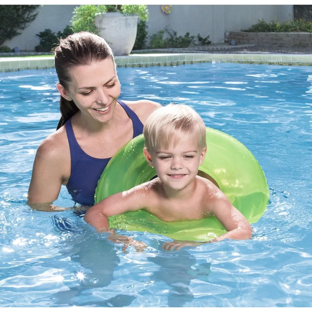 SALVAGENTE GONFIABILE TRASPARENTE COLORATO CIAMBELLA PER BAMBINI ANELLO Ø51CM 016136