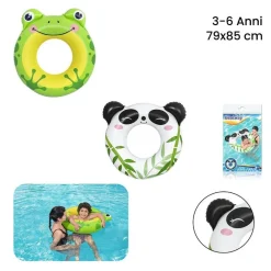 SALVAGENTE PANDA/RANA 79X85CM CIAMBELLA GONFIABILE MARE BAMBINI 3-6 ANNI 36351
