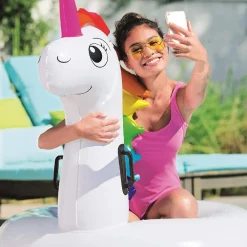 SALVAGENTE UNICORNO CAVALCABILE BIANCO ARCOBALENO CIAMBELLA 136 X 131 CM