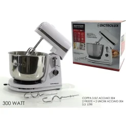 SBATTITORE CON COPPA 300W 3.5LITRI 6 VELOCITÀ FRUSTE ACCIAIO ROBOT CUCINA 602074