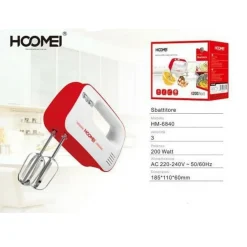 SBATTITORE ELETTRICO FRULLATORE IMPASTATORE 3 VELOCITA' 200 WATT HOOMEI HM-6840