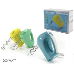 SBATTITORE ELETTRICO FRULLATORE 200 W 5 VELOCITA’ CON TURBO FRUSTE 3 COLORI ASS.