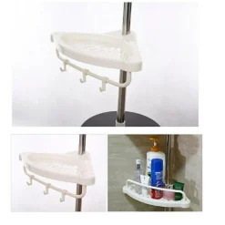 SCAFFALE ANGOLARE PER ANGOLO DOCCIA BAGNO TELESCOPICO 4 MENSOLE CON GANCI