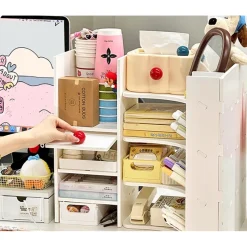 SCAFFALE ANGOLARE PER SCRIVANIA DORMITORI STUDENTI TRIANGOLARE MULTISTRATO LIBRERIA A STRATI