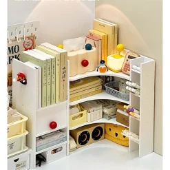 SCAFFALE ANGOLARE PER SCRIVANIA DORMITORI STUDENTI TRIANGOLARE MULTISTRATO LIBRERIA A STRATI