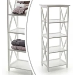 SCAFFALE MOBILE A 4 RIPIANI MENSOLE IN LEGNO COLORE BIANCO 40X33X104 CM 788253