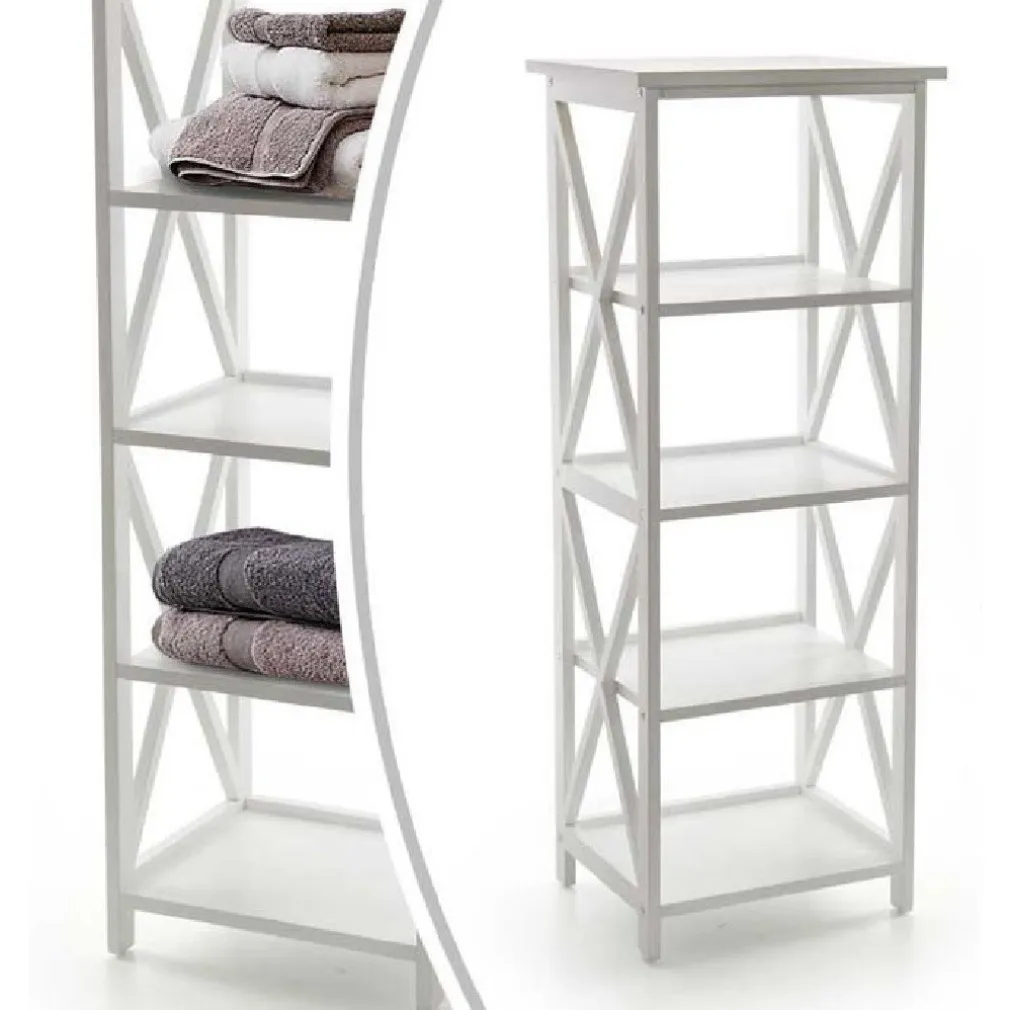 SCAFFALE MOBILE A 4 RIPIANI MENSOLE IN LEGNO COLORE BIANCO 40X33X104 CM 788253