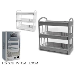 SCAFFALE MULTIUSO IN PLASTICA A 3 RIPIANI STRUTTURA SMONTABILE PER ORGANIZZARE SPAZI CASA