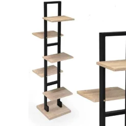 SCAFFALE PORTAOGGETTI LIBRERIA 5 RIPIANI LEGNO 30X30X131 CM METALLO NERO 783197