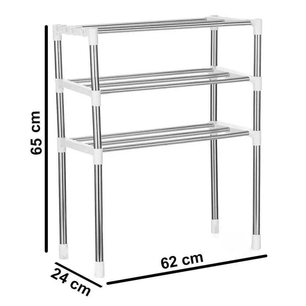 SCAFFALE SALVASPAZIO 3 RIPIANI MULTIUSO BAGNO CUCINA 65 X 60 X 25 CM ART.5897