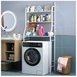 SCAFFALE SALVASPAZIO SOPRA LAVATRICE MENSOLE BAGNO 3 PIANI MOBILE LAVANDERIA 69078