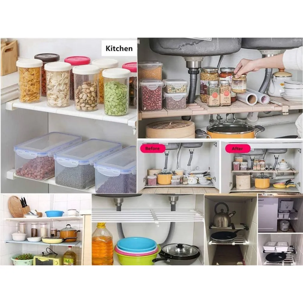 SCAFFALE TELESCOPICO PER ARMADIO REGOLABILE 42CM ALLUNGABILE DA 50-80 CM ACCIAIO