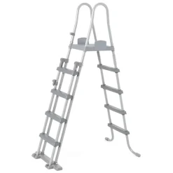 SCALETTA DI SICUREZZA PER PISCINE 132CM CON GRADINI IN PLASTICA TELAIO IN METALLO 58332
