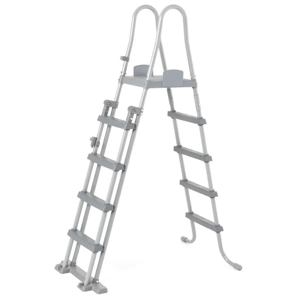 SCALETTA DI SICUREZZA PER PISCINE 132CM CON GRADINI IN PLASTICA TELAIO IN METALLO 58332