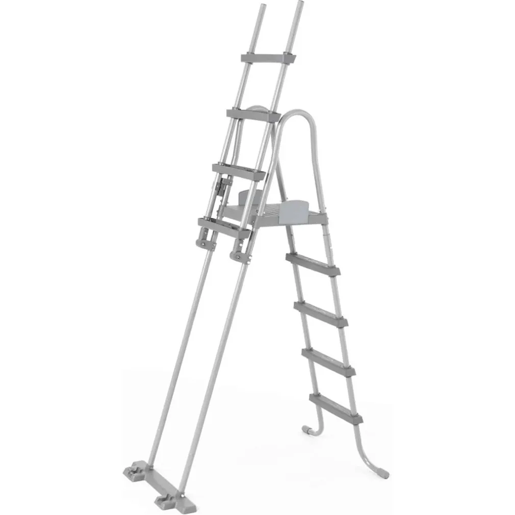 SCALETTA DI SICUREZZA PER PISCINE 132CM CON GRADINI IN PLASTICA TELAIO IN METALLO 58332