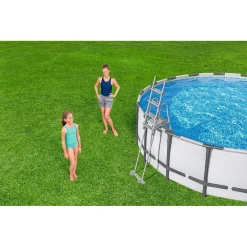 SCALETTA DI SICUREZZA PER PISCINE 132CM CON GRADINI IN PLASTICA TELAIO IN METALLO 58332