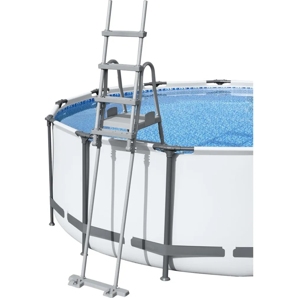 SCALETTA DI SICUREZZA PER PISCINE 132CM CON GRADINI IN PLASTICA TELAIO IN METALLO 58332
