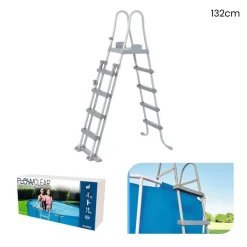 SCALETTA DI SICUREZZA PER PISCINE 132CM CON GRADINI IN PLASTICA TELAIO IN METALLO 58332