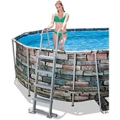 SCALETTA DI SICUREZZA PER PISCINE 122CM CON GRADINI IN PLASTICA TELAIO IN METALLO 58331