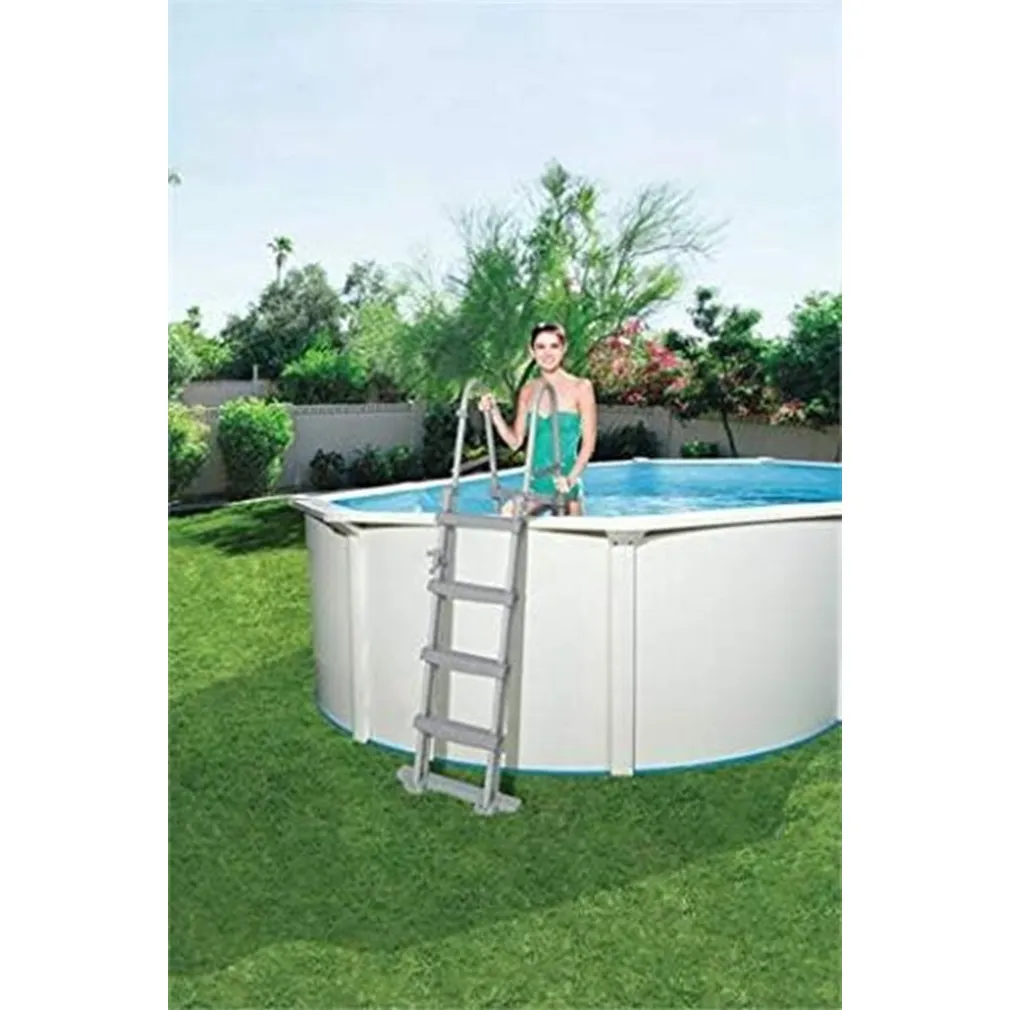 SCALETTA DI SICUREZZA PER PISCINE 122CM CON GRADINI IN PLASTICA TELAIO IN METALLO 58331