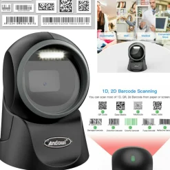 SCANNER BARCODE LETTORE DI CODICI A BARRE QR CODE 1D 2D USB DA TAVOLO Q-SM50