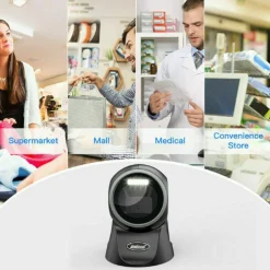 SCANNER BARCODE LETTORE DI CODICI A BARRE QR CODE 1D 2D USB DA TAVOLO Q-SM50