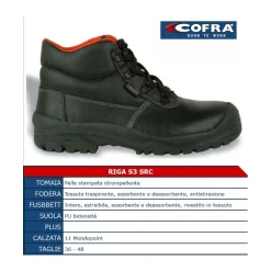 SCARPE ANTINFORTUNISTICHE RIGA ALTA IN PELLE S3 SRC COFRA LINEA FIRST PROTETTIVA