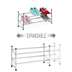 SCARPIERA 12 PAIA SCARPE SALVASPAZIO IN METALLO ESTENSIBILE 2 RIPIANI IMPILABILE
