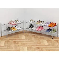 SCARPIERA 12 PAIA SCARPE SALVASPAZIO IN METALLO ESTENSIBILE 2 RIPIANI IMPILABILE