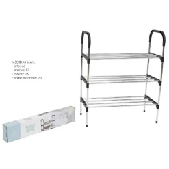 SCARPIERA IN METALLO PLASTICA 3 LIVELLI 57X26X66CM SALVASPAZIO PORTA SCARPE CASA