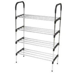 SCARPIERA IN METALLO PLASTICA 4 LIVELLI 57X26X83CM SALVASPAZIO PORTA SCARPE CASA