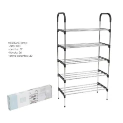 SCARPIERA IN METALLO PLASTICA 5 LIVELLI 57X26X100CM SALVASPAZIO PORTASCARPE CASA