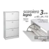 SCARPIERA LEGNO 3 ANTE BIANCO LEGNO 63 X 24 X 115 CM 715617 SCARPE