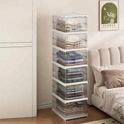 SCARPIERA PIEGHEVOLE SCARPE RICHIUDIBILE 6 CONTENITORI SALVASPAZIO 105X25.5X34.5CM